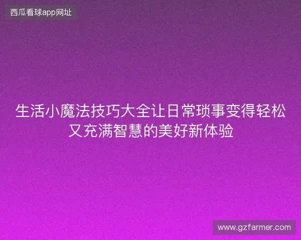 生活小魔法技巧大全让日常琐事变得轻松又充满智慧的美好新体验 生活小魔法技巧大全让日常琐事变得轻松又充满智慧的美好新体验