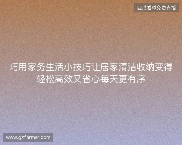 巧用家务生活小技巧让居家清洁收纳变得轻松高效又省心每天更有序 巧用家务生活小技巧让居家清洁收纳变得轻松高效又省心每天更有序